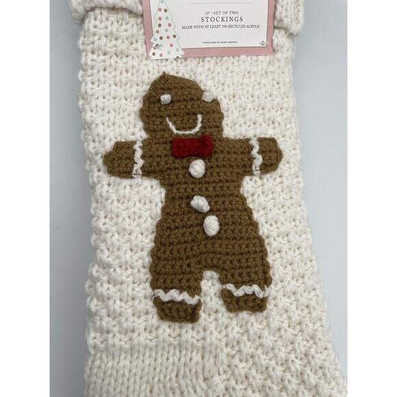 Cupcake and Cashmere Christmas 2pack 22”Gingerbread Man Stocking White ~NEW - Picture 2 of 9